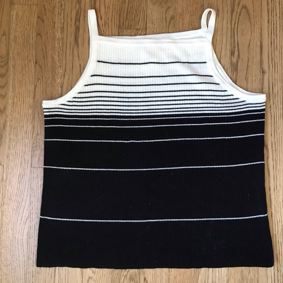 Esprit Tops - Vintage Esprit ribbed black &  white/very light cream sweater crop tank top EUC.